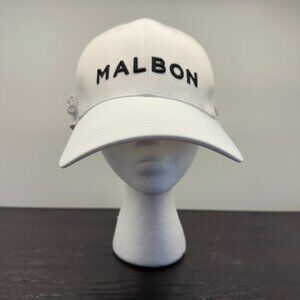 Malbon Golf Hat Mens 58 Large White Strapback Adjustable Adjustable Tee Holder